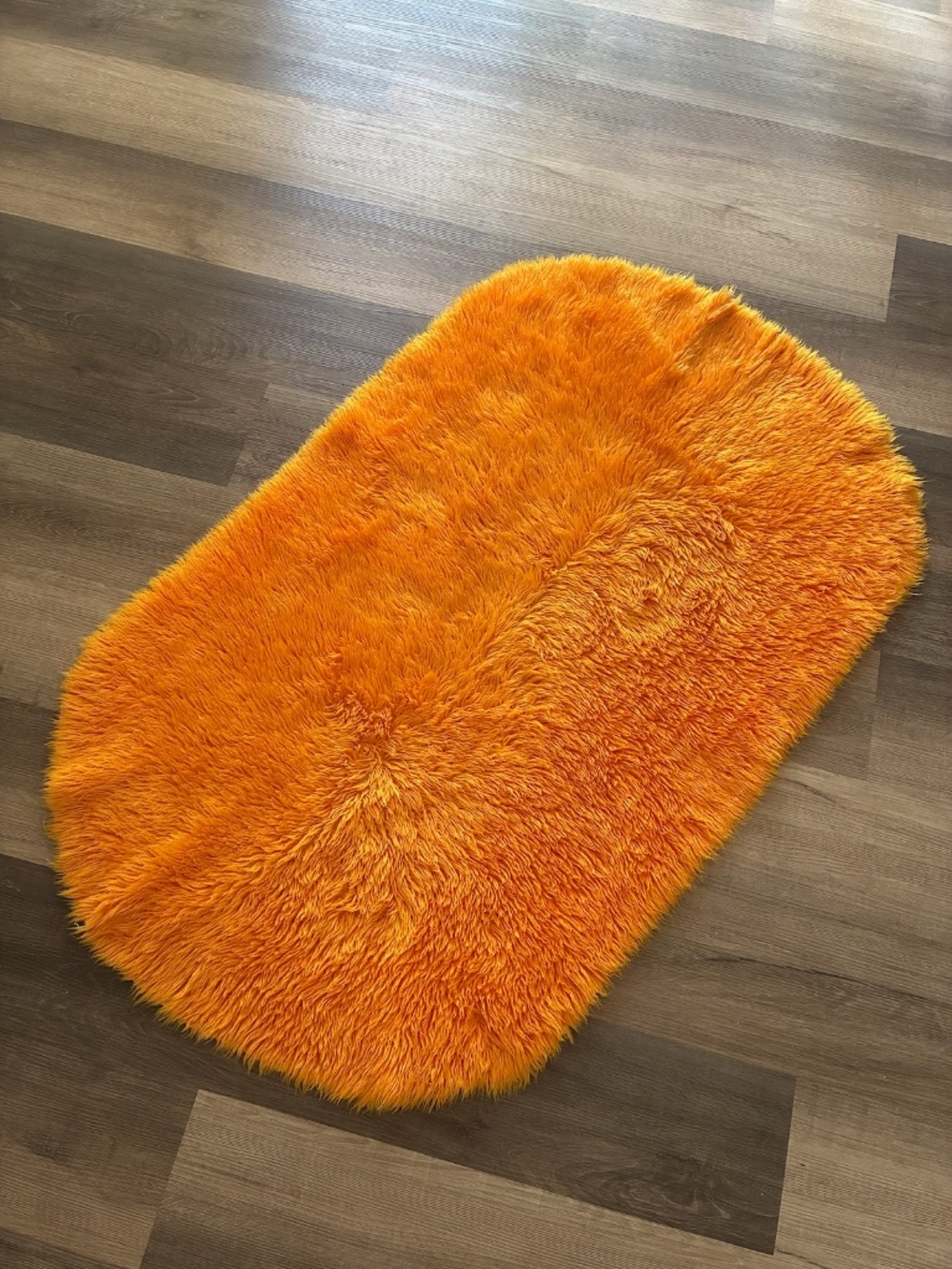 Vintage 1980s Shag Bathmat Throw Rug School Bus Yellow